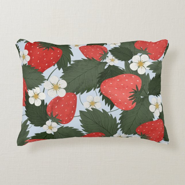 Coussins Décoratifs Fraises : motif de fruits d'été. (Devant)