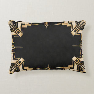 Coussins Décoratifs Frontière Art Déco noir et or