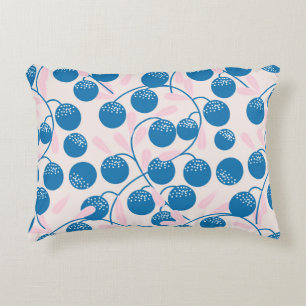 Coussins Décoratifs Fruits bleus, feuilles roses, design sans soudure.