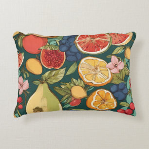 Coussins Décoratifs Fruits d'agrumes, raisins et fleurs variés. Peintu