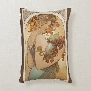 Coussins Décoratifs Fruits d'Alphonse Mucha, Art Nouveau Vintage