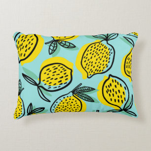 Coussins Décoratifs Fruits de citron : motif vintage été.