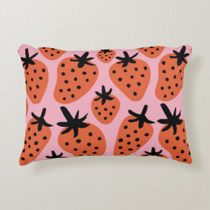 Coussins Décoratifs Fun fraise, design artisanal sans couture.
