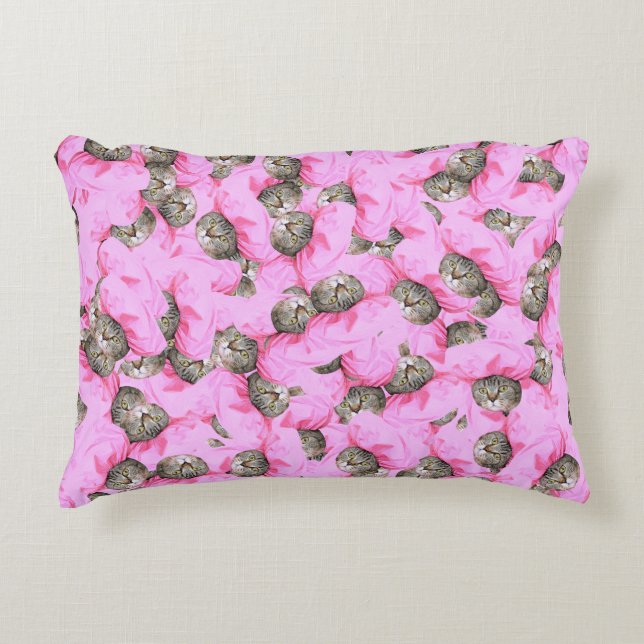Coussins Décoratifs Funny Motif de chat rose (Devant)