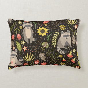 Coussins Décoratifs Funny Raccoons Vintage Illustration Motif