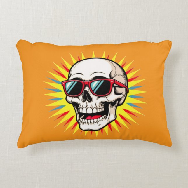 Coussins Décoratifs **Funny Skull With Sunglasses – Cartoon Laughing S (Devant)