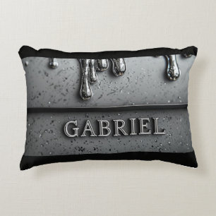 Coussins Décoratifs Gabriel Nom Chrome Effet Liquide Argent Métallisé