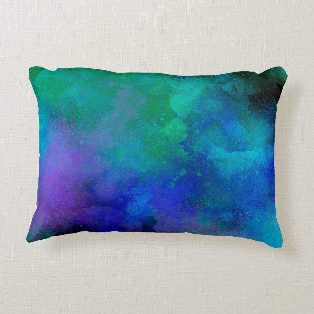 Coussins Décoratifs Galaxy Paint Splatt, effet Bleu vert (Dos)