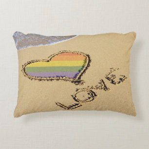 Coussins Décoratifs Gay Rainbow Amour Coeur Dans Le Sable
