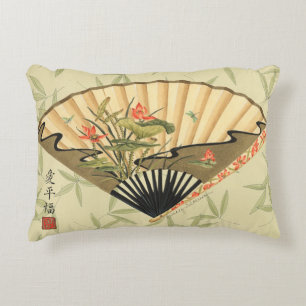 Coussins Décoratifs Geisha Fan avec Feuille et Floral Print