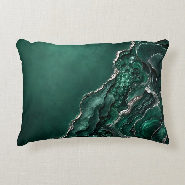 Coussins Décoratifs Géode d'émeraude et de malachite Art abstrait | Ca (Devant)