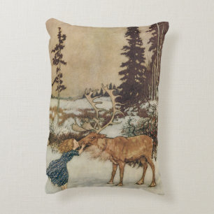 Coussins Décoratifs Gerda et le renne vintage par Edmund Dulac