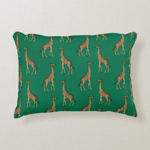 Coussins Décoratifs Girafe Mammifère Vert Émeraude Animal Sauvage Afri