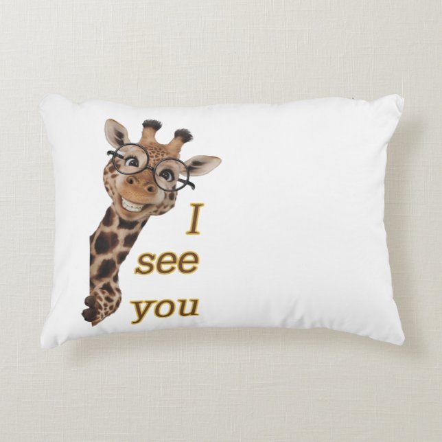 Coussins Décoratifs Giraffe.Text.Je vous vois (Devant)