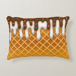 Coussins Décoratifs Glace Goutte Cornet Gaufre Chocolat et Vanille