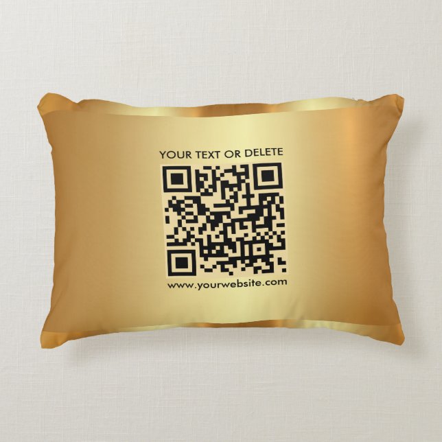 Coussins Décoratifs Glam Gold Elegant Modèle personnalisé QR Code text (Devant)