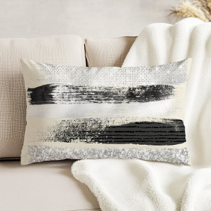 Coussins Décoratifs Glam Silver Blanc Noir Brosse Ecru