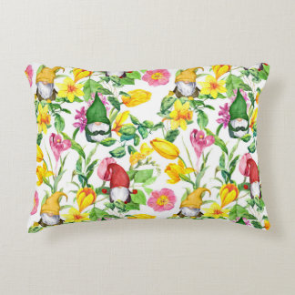 Coussins Décoratifs gnomes scandinaves : aquarelle fleurie printanière