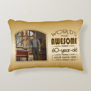 Coussins Décoratifs Gold 60th Birthday World's Best Custom Photo Frame
