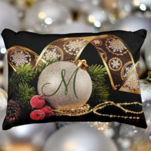 Coussins Décoratifs Gold, Argent, Black Monogram Holiday