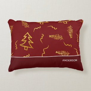 Coussins Décoratifs Gold Foil Noël Arbre Motif Red Holiday