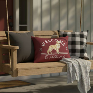 Coussins Décoratifs Golden Retriever Custom Nom de famille Bienvenue