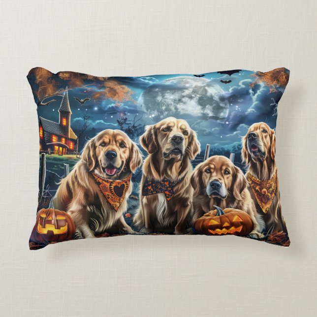 Coussins Décoratifs Golden Retriever Halloween Éffrayant (Devant)