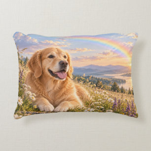 Coussins Décoratifs Golden Retriever Prairie Arc-en-Ciel