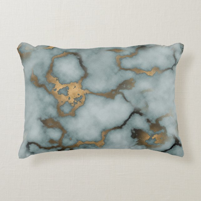 Coussins Décoratifs Golden Vein Marble  Ocean Mist  Throw Pillows (Devant)