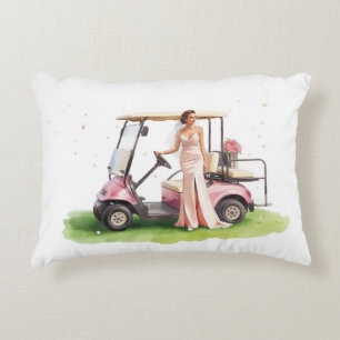 Coussins Décoratifs Golf femme golfeuse & chariot rose Enterrement de
