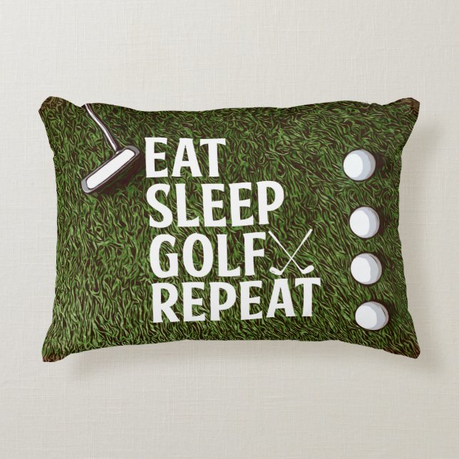 Coussins Décoratifs Golf Manger Sleep Golf Répéter sur Green Grass Gol (Devant)