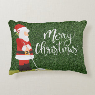 Coussins Décoratifs Golf Santa Claus golfeur sur l'herbe verte Noël