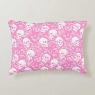 Coussins Décoratifs Gothique rose punk fille crânes et feuillage Hallo