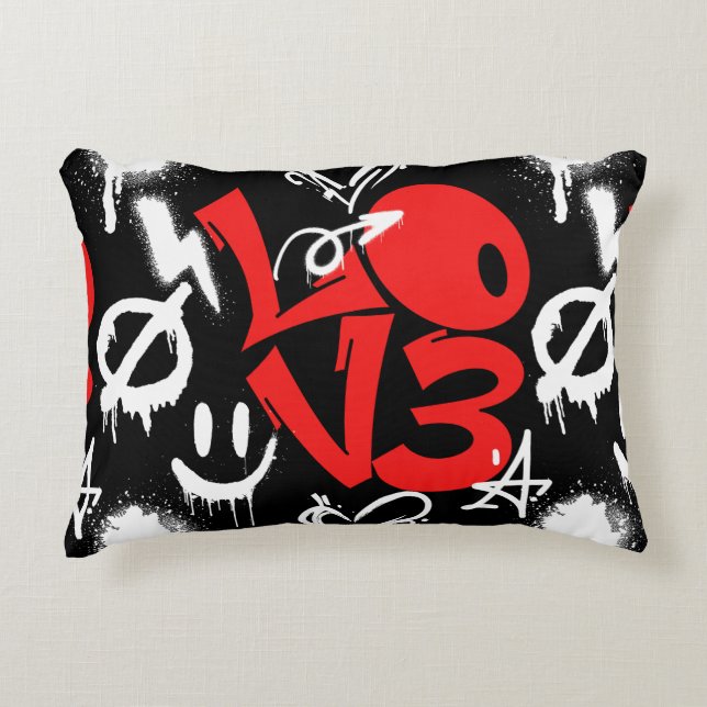 Coussins Décoratifs grafitti LOVE B. Black BG (Devant)
