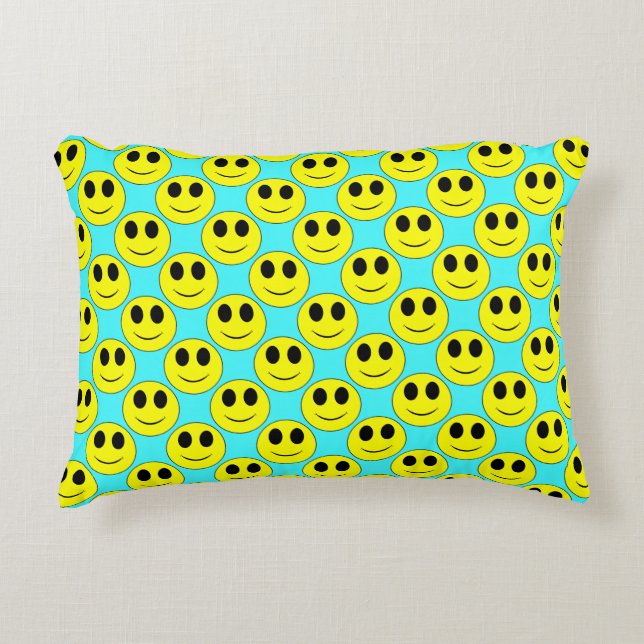 Coussins Décoratifs Grand Jaune heureux Allover (Devant)