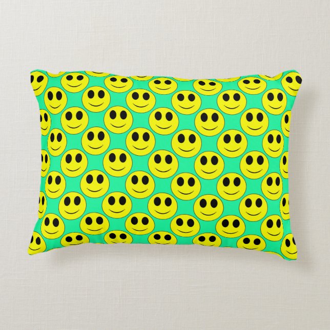 Coussins Décoratifs Grand Jaune heureux Allover (Dos)