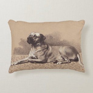 Coussins Décoratifs Grande Image de Chien Vintage Ajouter un Nom Cheni