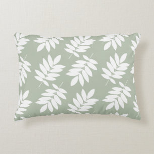 Coussins Décoratifs Grande motif de feuille de sureau blanc sur vert