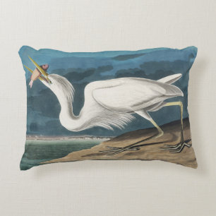 Coussins Décoratifs Grande Peinture de la faune d'Audubon Heron blanc