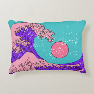 Coussins Décoratifs Grande vague dans le style Vaporwave Pop Art. Affi