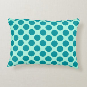 Coussins Décoratifs Grands points rétro - aqua et turquoise