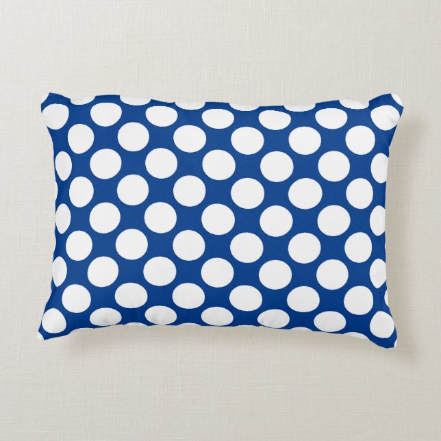 Coussins Décoratifs Grands points rétro - blanc et bleu cobalt (Dos)