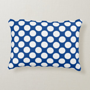 Coussins Décoratifs Grands points rétro - blanc et bleu de cobalt