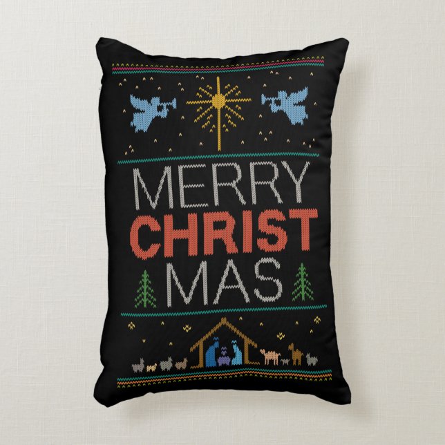 Coussins Décoratifs Granny Knit Christian Ugly Joyeux pull de Noël (Devant(Vertical))