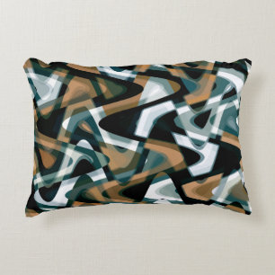 Coussins Décoratifs Gras Turquoise Brown vert noir blanc Motif ondulé