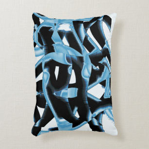 Coussins Décoratifs Gravures ou bandes bleues et noires détruites
