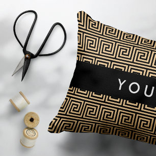 Coussins Décoratifs Grec Meander Key Brown, Votre Nom, Personnaliser
