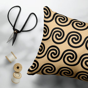 Coussins Décoratifs Grec Meander Key Waves Motif Brown