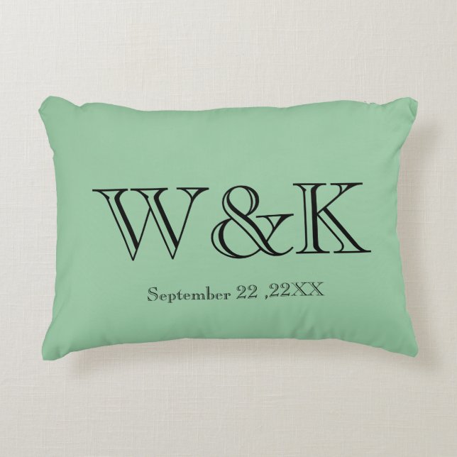 Coussins Décoratifs Green & black monogram wedding keepsake  (Devant)