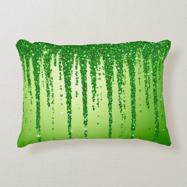 Coussins Décoratifs Green Glitter Drip Background With Sparkling (Devant)